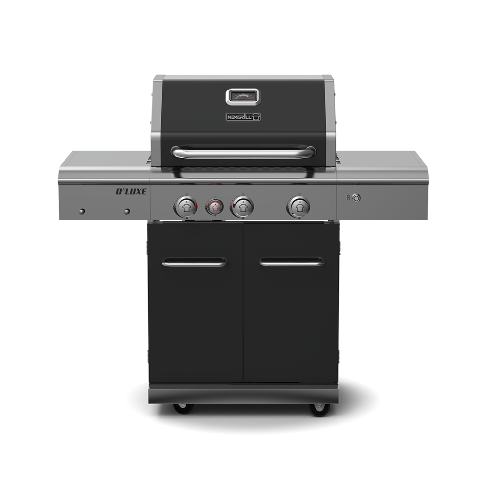 Deluxe 3-Burner Propane Gas Grill with Ceramic Rear Burner & Stainless Steel Side Burner